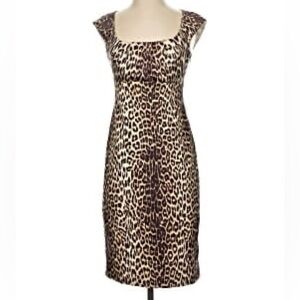 ELIE TAHARI Animal Print Midi Dress
